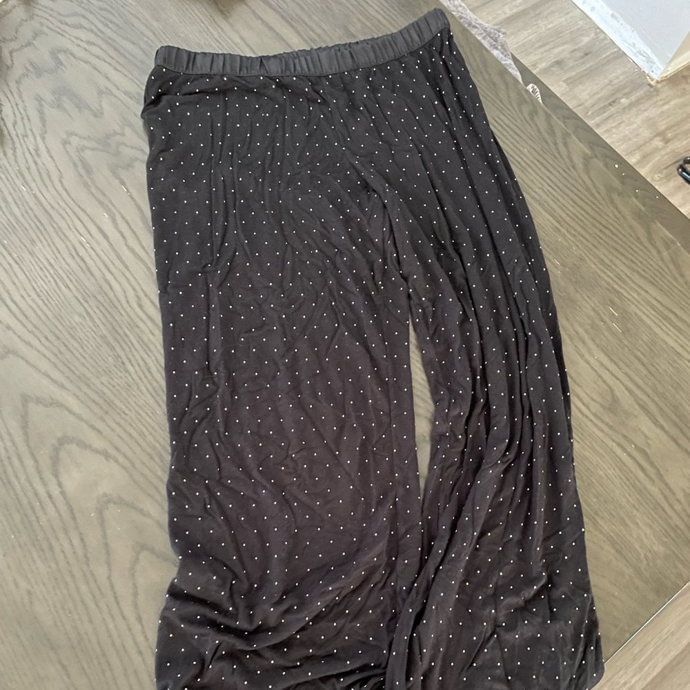 Black polka dot women's pajama pants